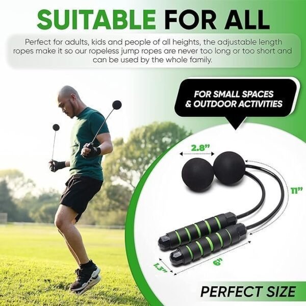 Weighted Cordless Jump Rope - Adjustable Length Ropes Ropeless Jump Rope For Beach Body - Image 2